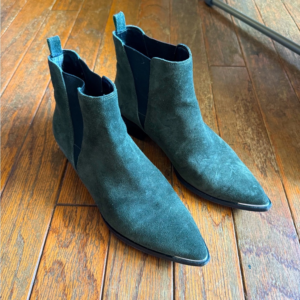 Forest Green Suede Booties
